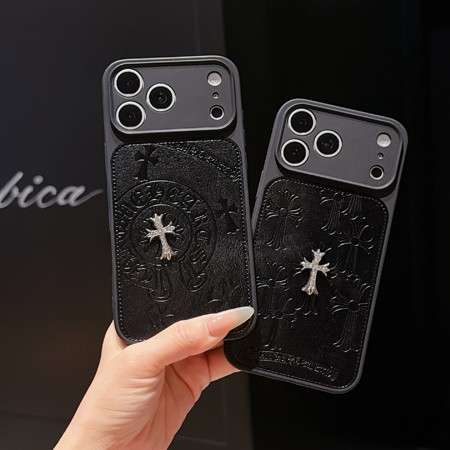 クロームハーツ iPhone17/17promax携帯ケース レザー 黒 レンズ保護 男女兼用