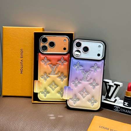 グラデーションカラー ルイヴィトンiphone17/17promaxケース ぴかぴか ラインストーン付き