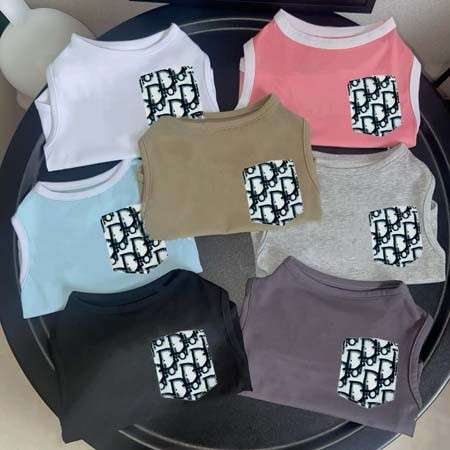 ハイブランド ペット服 ディオール 犬用Tシャツ 半袖 100%綿 小型犬 中型犬
