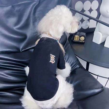 Burberry ペット服 半袖 Tシャツ ラウンドネック 綿 通気性・吸汗性 ブラック かわいい