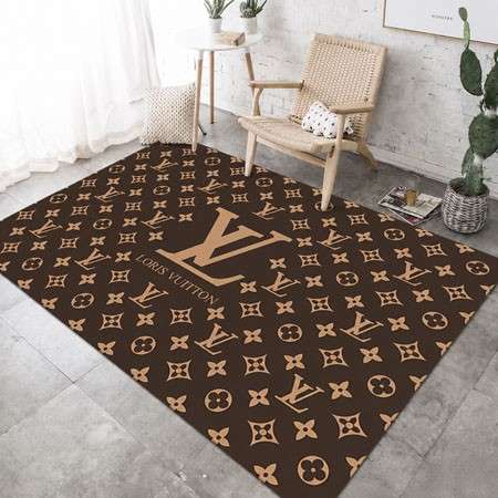 Louis Vuitton 風 ブラウンモノグラムカーペット 軽量フランネル絨毯 通年使える北欧風おしゃれ