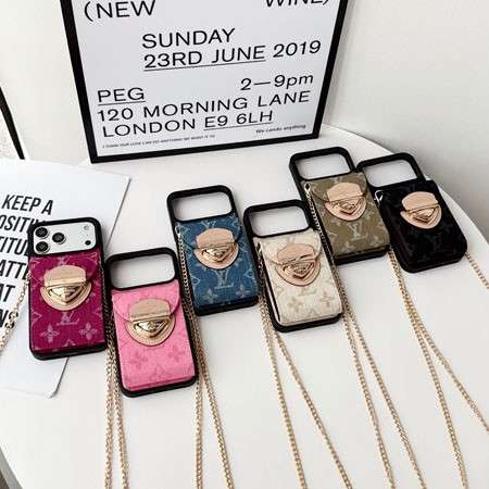 ルイヴィトン iphone 18pro 18promax ケース チェーンショルダー モノグラム デニム柄 背面 大容量 カード 入れ 名刺 入れ スタンド機能 おしゃれ