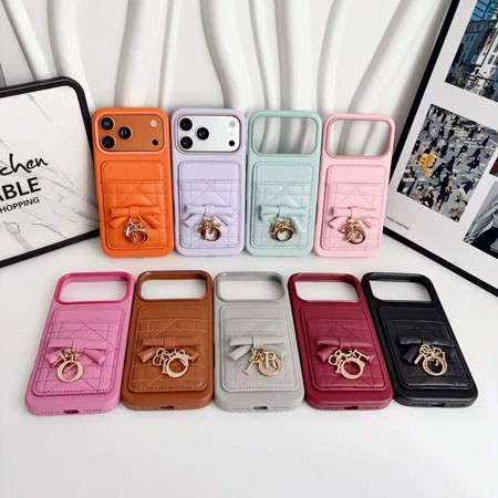 Lady DIOR Dahlia iphone18pro/18promaxケース レザー 背面 収納 D-ジョイ チャーム かわいい MagSafe対応