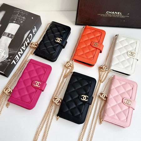 chanel iphone18pro/18promaxケース 手帳型 フラップウォレット レディース ショルダーチェーン付き おしゃれ