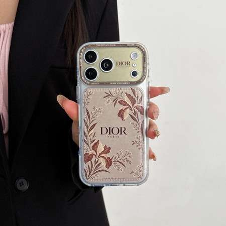 ディオール iphone18pro/18promaxケース 花柄 フラワープリント 透明 クリア バンパー スマホケース フチ高設計 カメラ保護