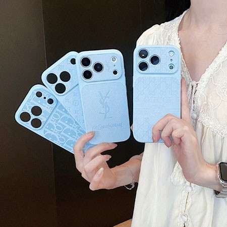 ハイブランド iphone18pro/18promaxケース 薄型 スリム 一体型 レンズ保護 ロゴ型押し PUレザー 青 ブルー かわいい
