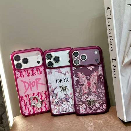 ディオール iphone18pro/18promax携帯ケース アクリル素材 半透明 花&蝴蝶 立体パターン かわいい カメラ保護 一体型 ブルゴーニュ･ボルドー レッド