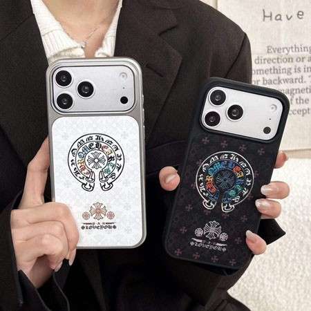 クロムハーツ iphone18pro/18promax 携帯ケース CHクロス グリッター レリーフ加工 メンズ かっこいい