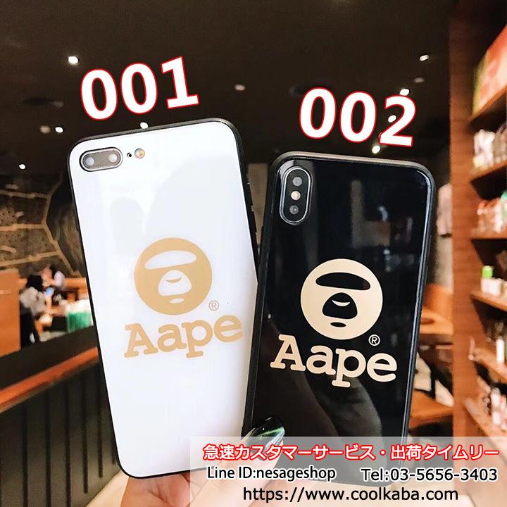 アイフォンx ケース ガラス Aape