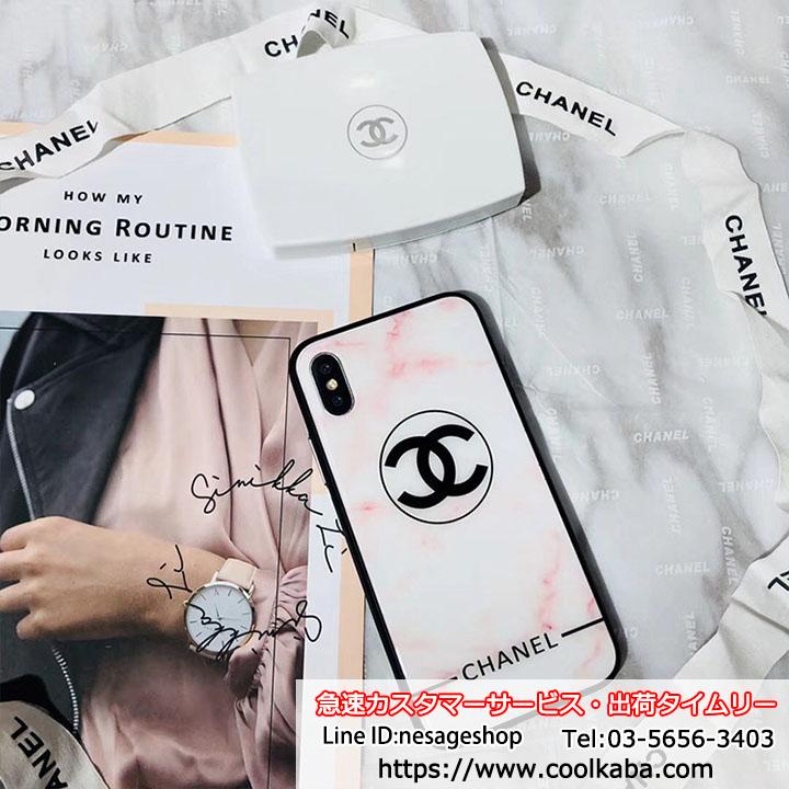 シャネル Iphonex ケース 大理石柄 お洒落 Chanel Iphonexs Iphone8 カバー ガラス背面 ブランド