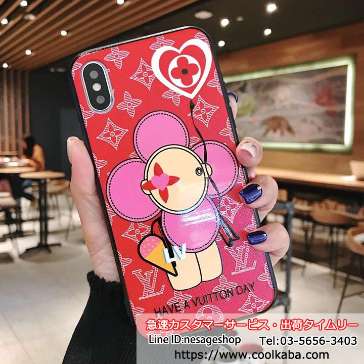 ルイヴィドン iphone xrケース 可愛い ヒマワリ付き iphone xs/xs maxケースブランド iphone x/8/7 plusケース