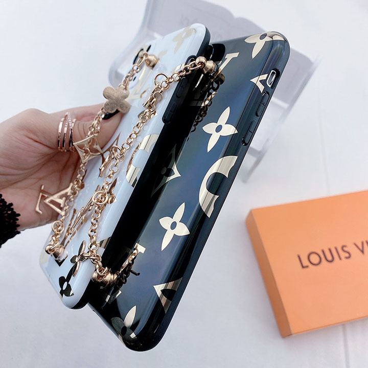 LV iPhone12 ケース チェーン付き モノグラム風