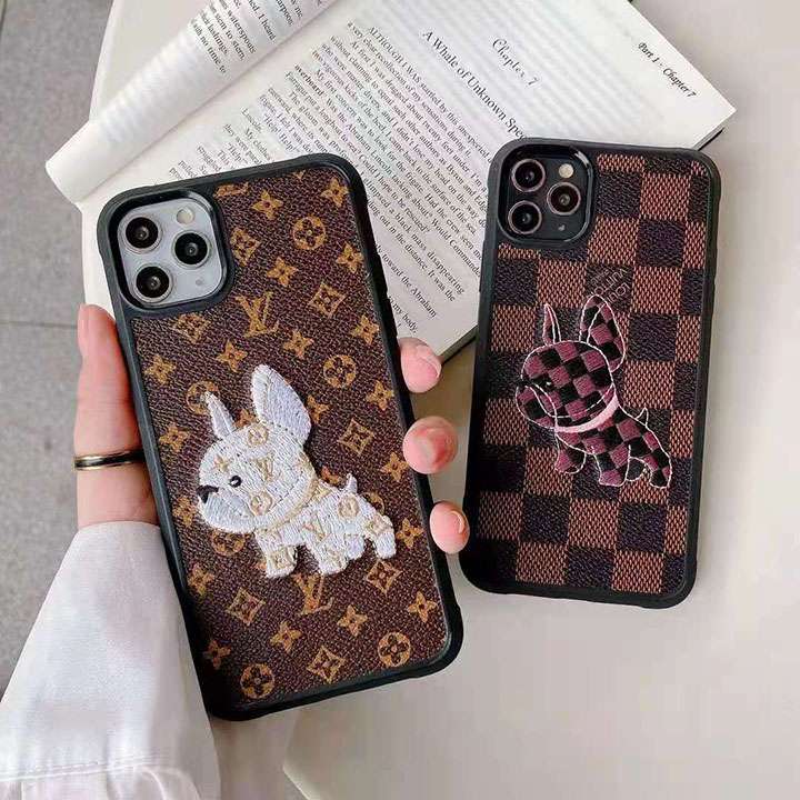ルイヴィトン 犬柄刺繍 アイフォーン12スマホケース 可愛い風ヴィトン 