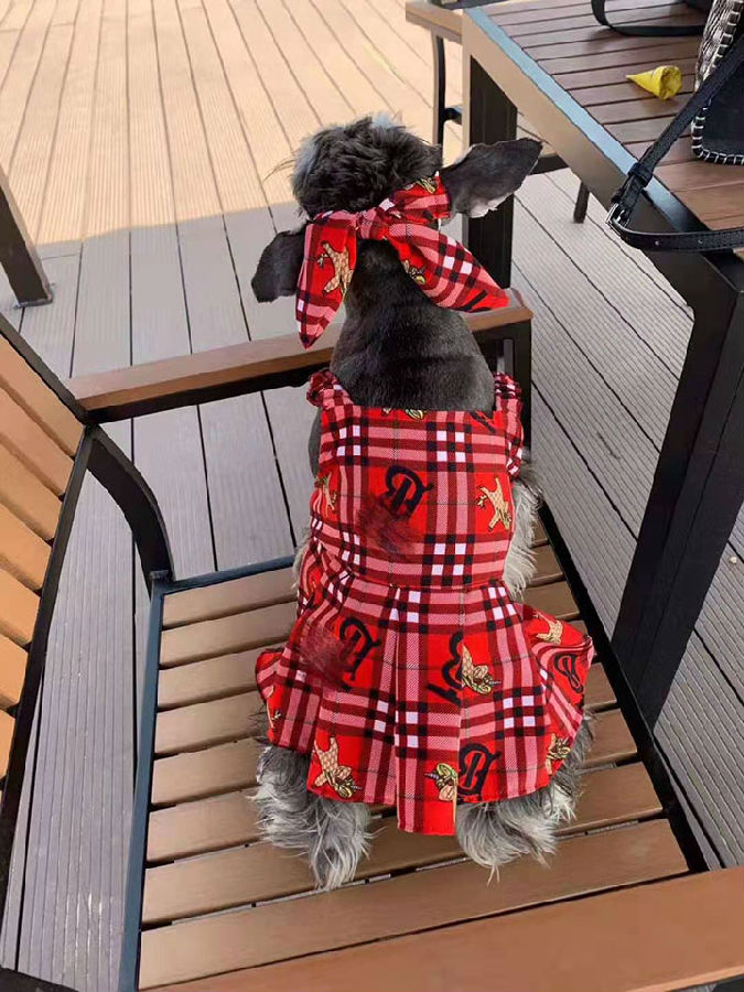 Burberry 春夏対応 綿 売れ筋 サスペンダースカート+髪飾り 犬猫汎用 ...