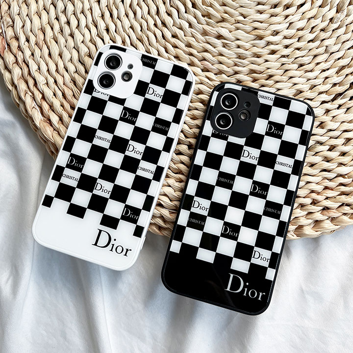 Dior 欧米風 アイフォーン13 pro/13pro max 保護ケース 送料無料 iphone12/12 promax 携帯ケースディオール  チェック柄 アイフォン 11Proスマホケースおしゃれ iphonexr 白黒ガラス カバー