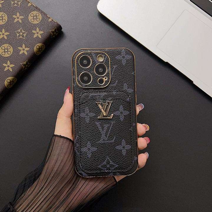 iphone 15 pro vuitton風 ケース 背面にカード入れ付き
