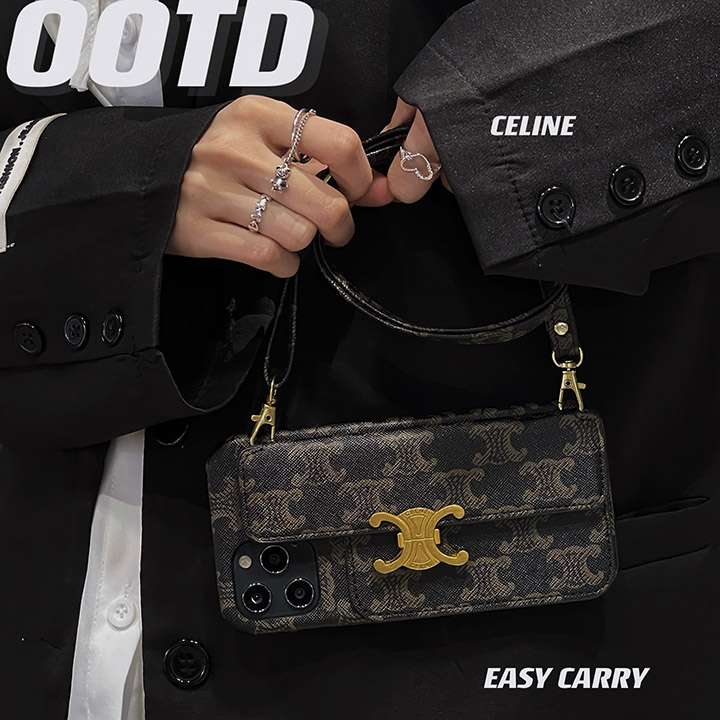 アイホン 14pro 携帯ケース カード収納 celine