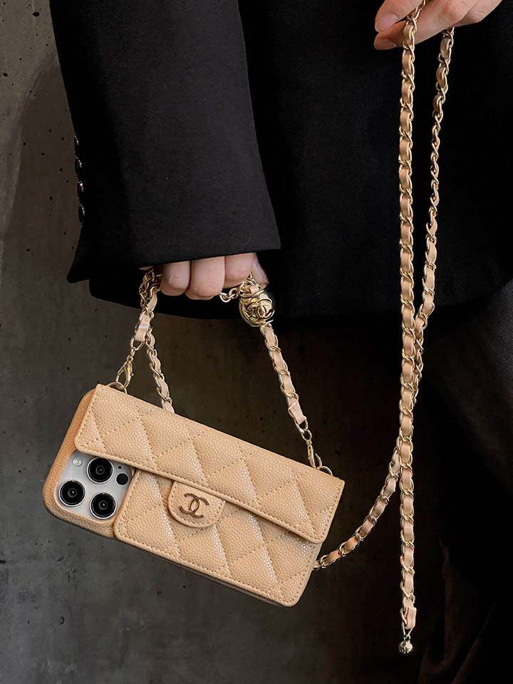 chanel iphone 15スマホケースチェーン付き