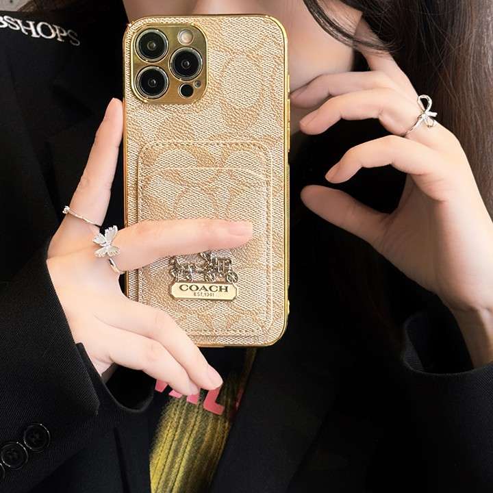 コーチiphone16ケース メタリック塗装