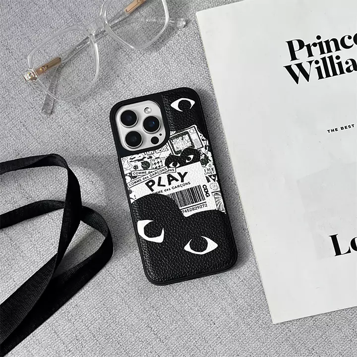 コムデギャルソン PLAY iphone16pro/16promaxケース 側面TPU+レザー 多