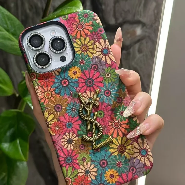 YSL iphone16ケース  レトロ メタルロゴ