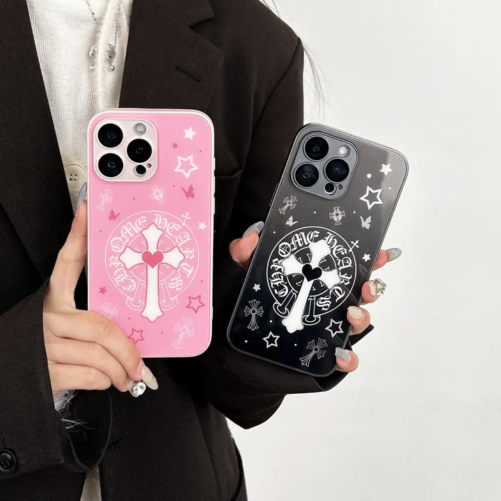 クロームハーツ 風 iphone16スマホケース 背面 ガラス