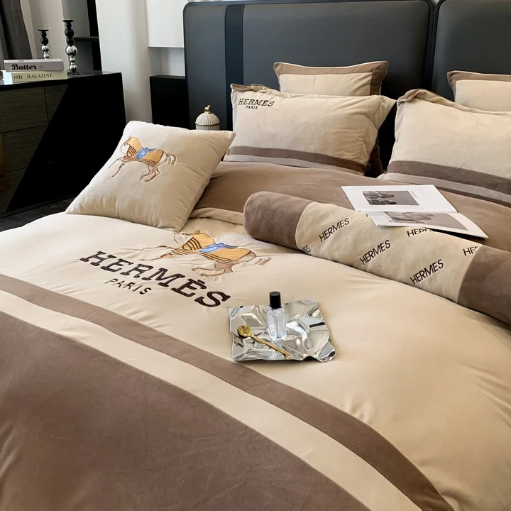 Hermes ベルベット 寝具カバーセット