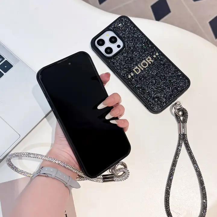 DIOR iphone17proケース 短い ストラップ付き
