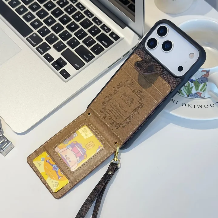 vuitton風 iphone17proケース 折りたたみ カード収納