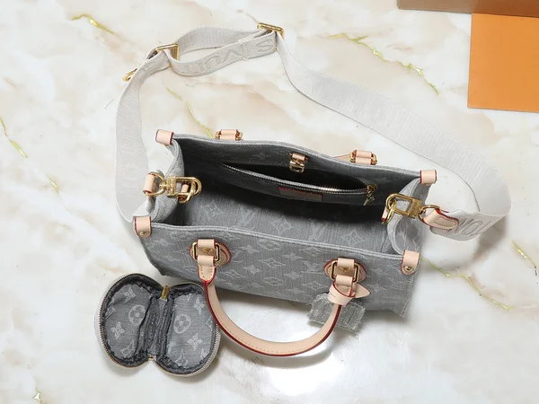 ルイヴィトン オンザゴー MM モノグラム デニム ショルダーバッグ