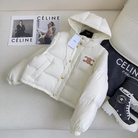 CELINE ショートダウンジャケット ホワイト系