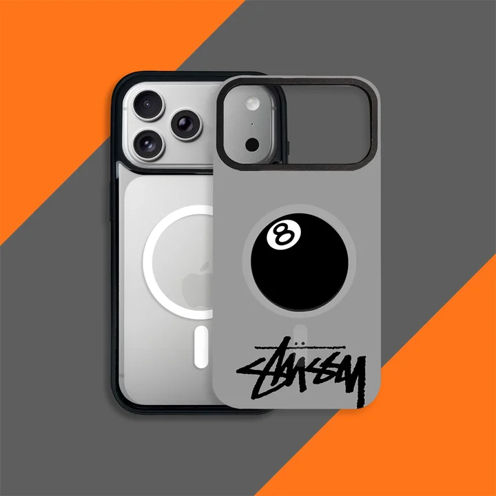 Stussy iphone17 pro maxケース 黒8ボール ロゴ