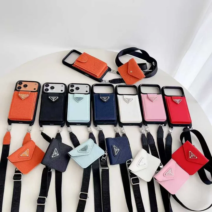 Prada iphone 17 pro max air 携帯ケース ショルダー ストラップ付き 背面 カード収納 サフィアーノ レザー ユニセックス おしゃれ