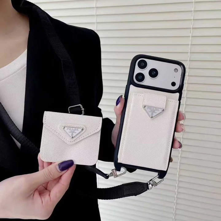 Prada iphone 17 pro max air 携帯ケース ショルダー ストラップ付き 背面 カード収納 サフィアーノ レザー ユニセックス おしゃれ
