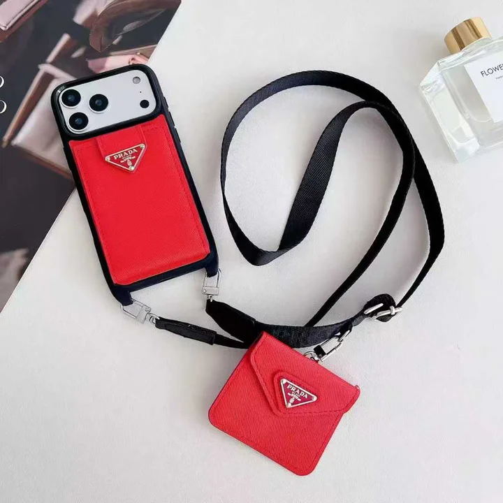 Prada iphone 17 pro max air 携帯ケース ショルダー ストラップ付き 背面 カード収納 サフィアーノ レザー ユニセックス おしゃれ