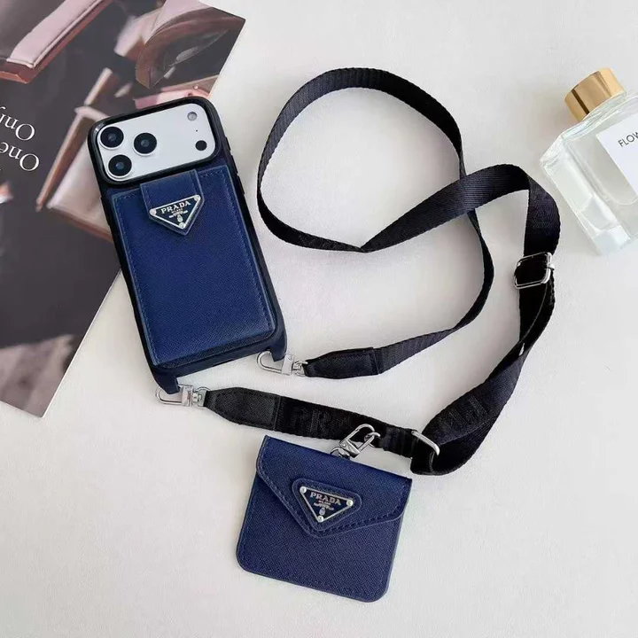 Prada iphone 17 pro max air 携帯ケース ショルダー ストラップ付き 背面 カード収納 サフィアーノ レザー ユニセックス おしゃれ