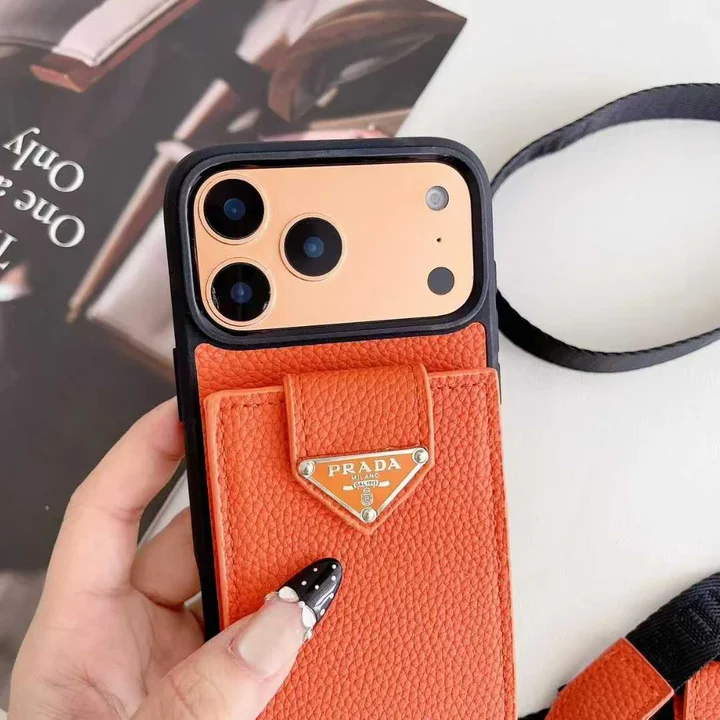 Prada iphone 17 pro max air 携帯ケース ショルダー ストラップ付き 背面 カード収納 サフィアーノ レザー ユニセックス おしゃれ