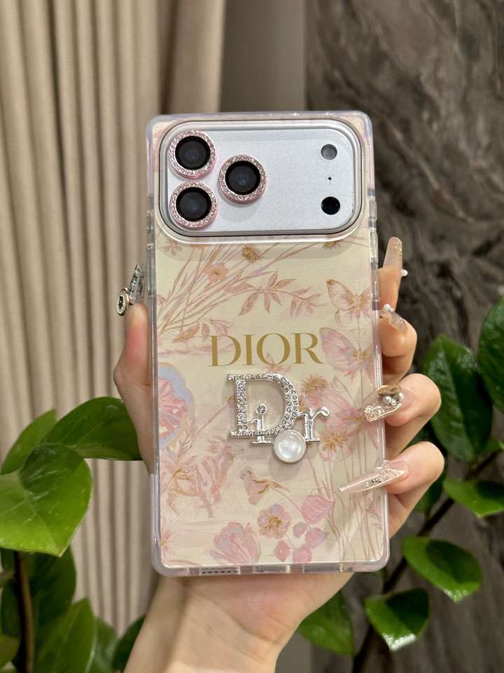 DIOR アイフォーン17 proケース ラインストーンロゴ