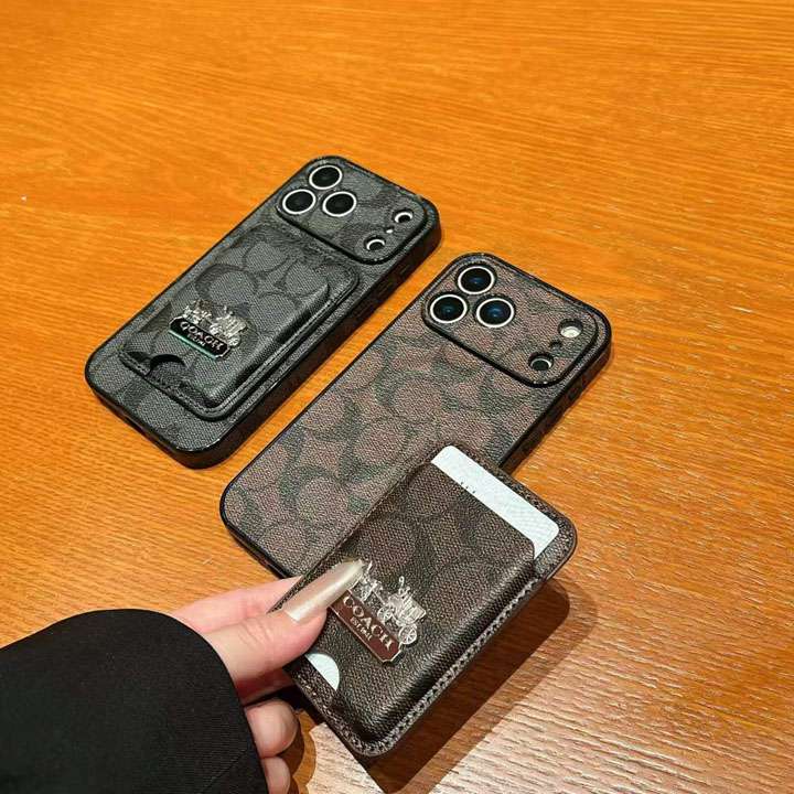 コーチ iphone17proケース マグネット式 カード収納