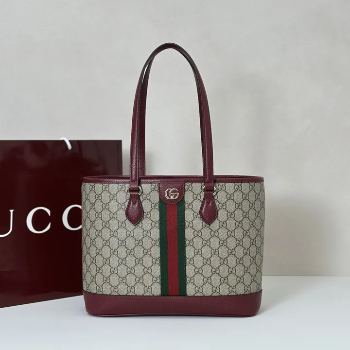 グッチ トートバッグ ベージュ&ボルドー