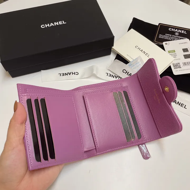 CHANEL フラップ ウォレット パープル