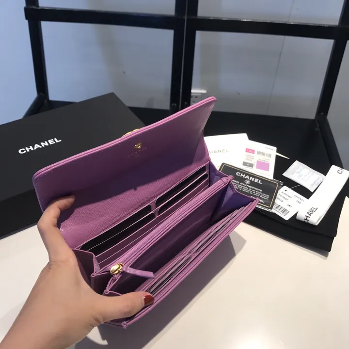 CHANEL ボーイシャネル 長財布 パープル