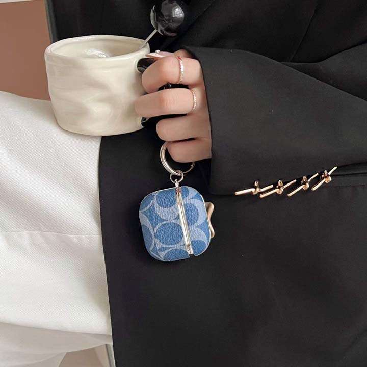 コーチ airpods4ケース PUレザー リング付き