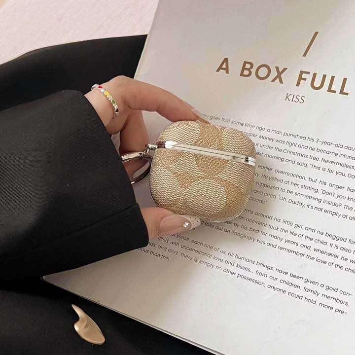 コーチ airpods4ケース PUレザー リング付き