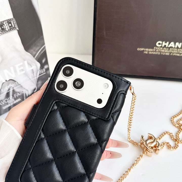 chanel iphone18promaxケース 手帳型 肩掛け 斜めがけ