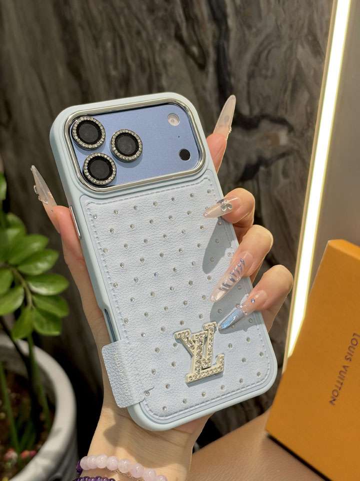 ルイヴィトン iphone18proケース レザー 青 ブルー