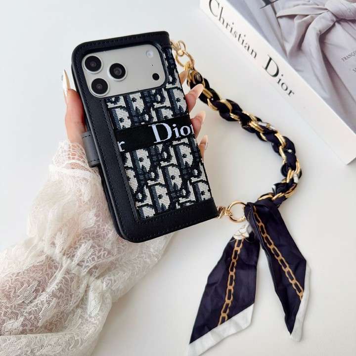 dior 手帳型 iphone18proケース チェーン付き