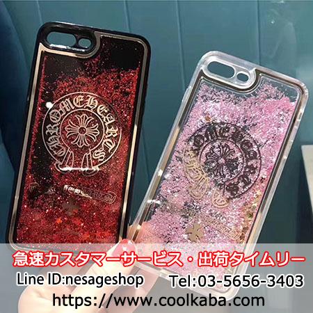 クロムハーツ Iphone スマホケース 流砂 ブランド Iphone8 携帯ケース キラキラ ピンク レッド Iphone7s カバー